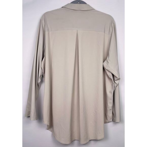 Athleta Urbanite Stretch Button Down Long Sleeve Top Gray Size 1X - Picture 8 of 11